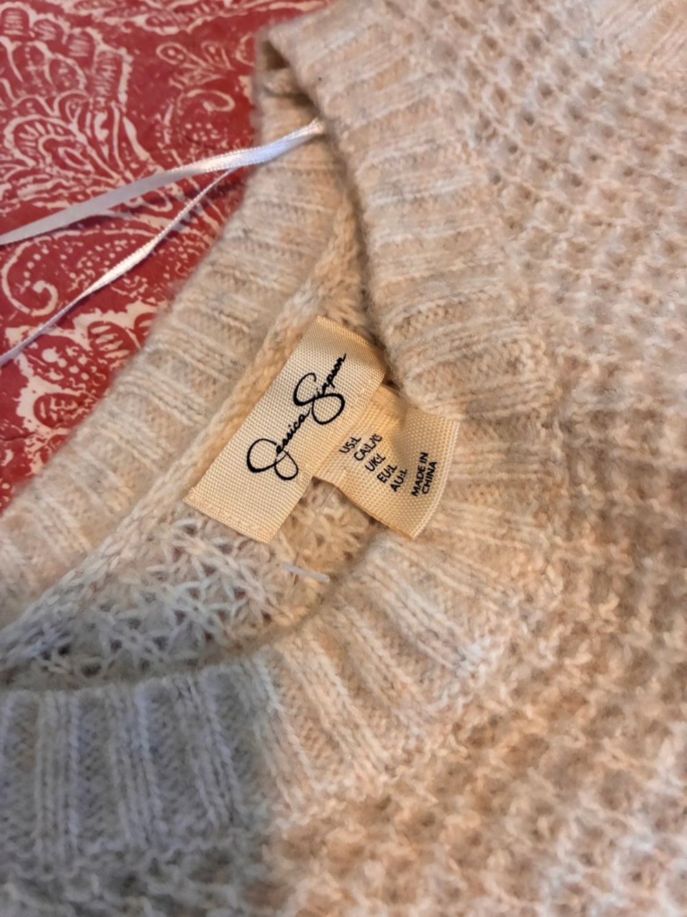 Jessica Simpson Cream Waffle Knit Sleeveless Sweater Vest